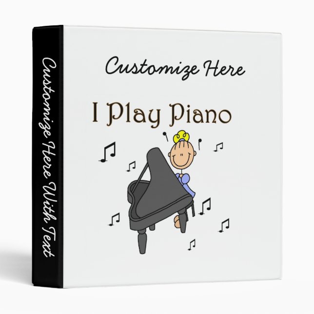 I Play Piano T-shirts and Gifts Binder (Front/Spine)