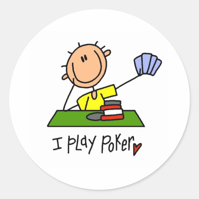 I Play Poker Classic Round Sticker (Front)