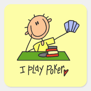I Play Poker Square Sticker