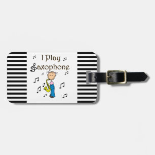 I Play Saxophone Stick Figure T-shirts and Gifts Luggage Tag