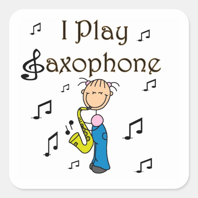 I Play Saxophone Stick Figure T-shirts and Gifts Square Sticker (Front)