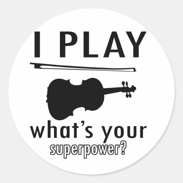I play the Violin Classic Round Sticker (Front)