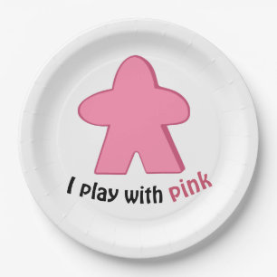 I Play with Pink Meeples Girl Gender Reveal Party Paper Plate