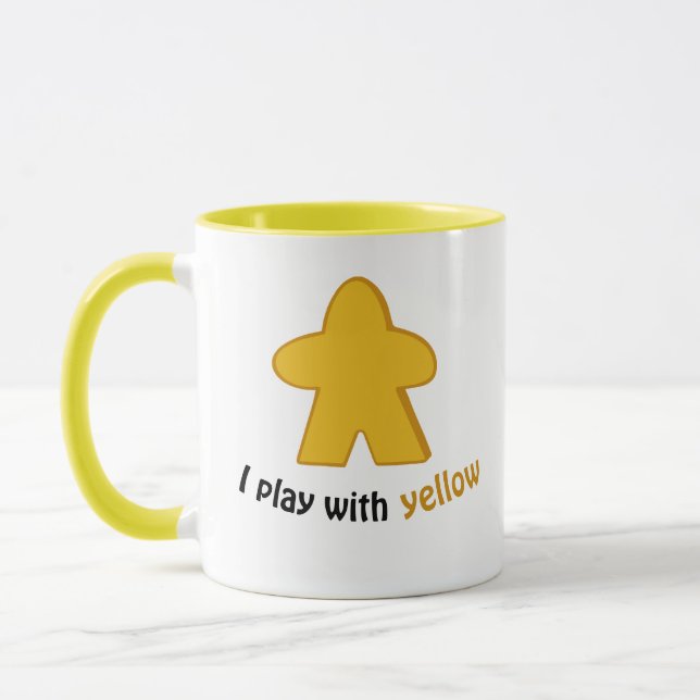 I Play with Yellow Meeples Mug (Left)