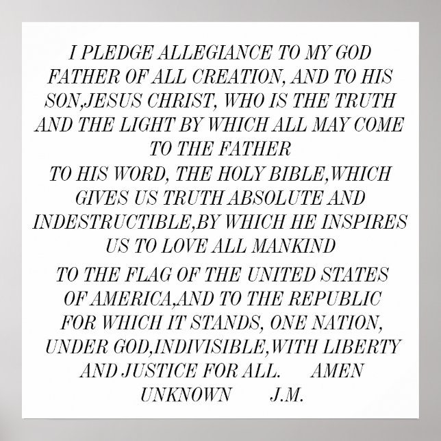 I PLEDGE ALLEGIANCE TO MY GOD FATHER OF ALL CRE... POSTER (Front)