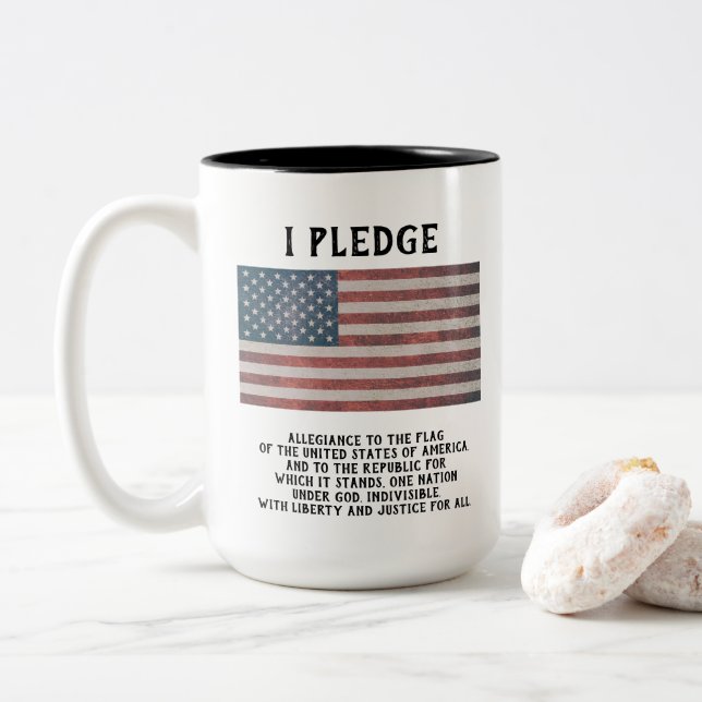 I Pledge T-Shirt Two-Tone Coffee Mug (With Donut)