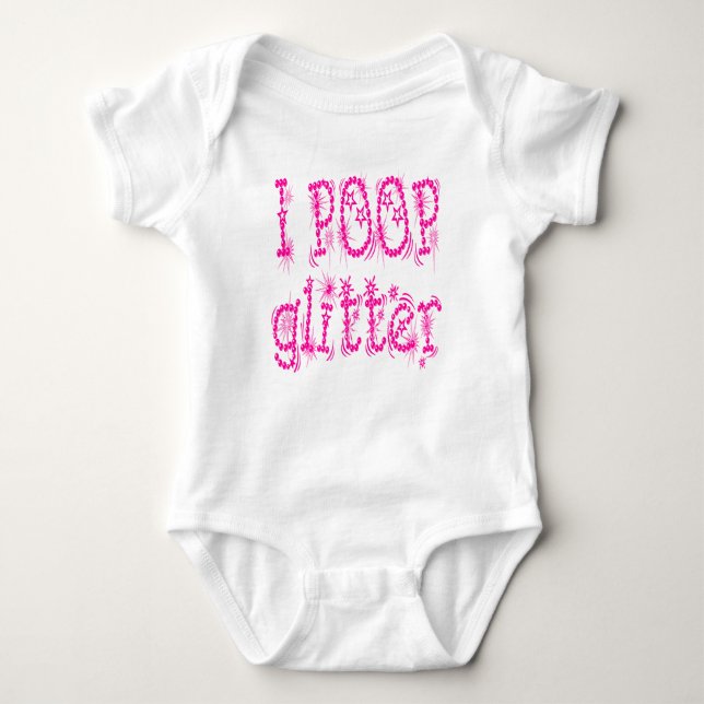 I Poop Glitter Pink Baby One Piece Baby Bodysuit (Front)