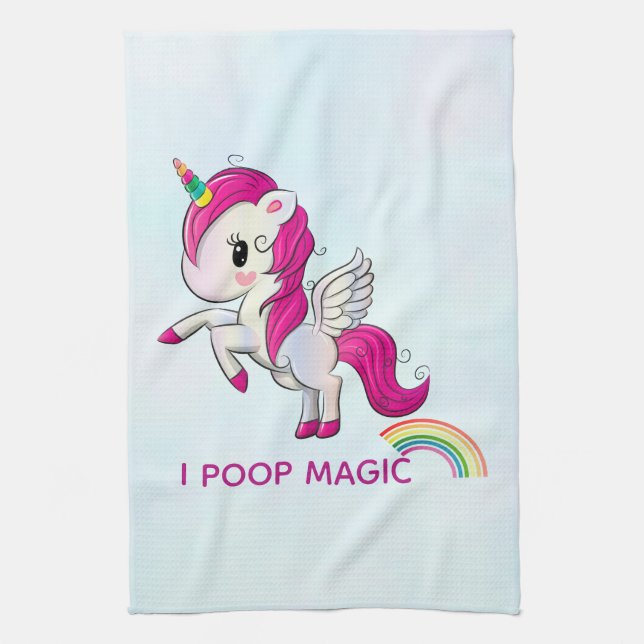I Poop Magic Funny Unicorn Saying Kitchen Towel (Vertical)
