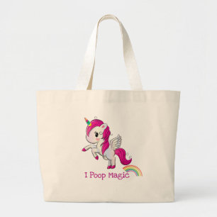 I Poop Magic Funny Unicorn Saying Large Tote Bag