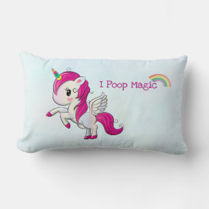 I Poop Magic Funny Unicorn Saying Lumbar Pillow