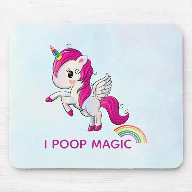 I Poop Magic Funny Unicorn Saying Mouse Pad (Front)