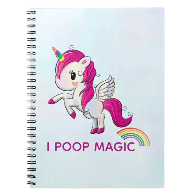 I Poop Magic Funny Unicorn Saying Notebook (Front)
