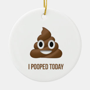 I Pooped Today Emoji with Name on Rear Ceramic Ornament