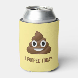 I Pooped Today Funny Emoticon on Yellow Can Cooler