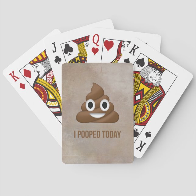 I Pooped Today Funny Emoticon Playing Cards (Back)
