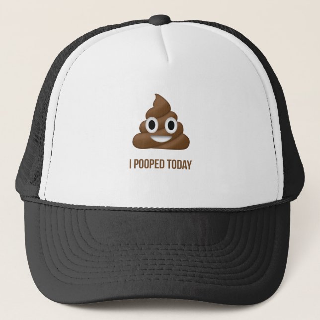 I Pooped Today Funny Emoticon Trucker Hat (Front)