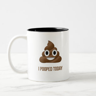 I Pooped Today Funny Emoticon Two-Tone Coffee Mug