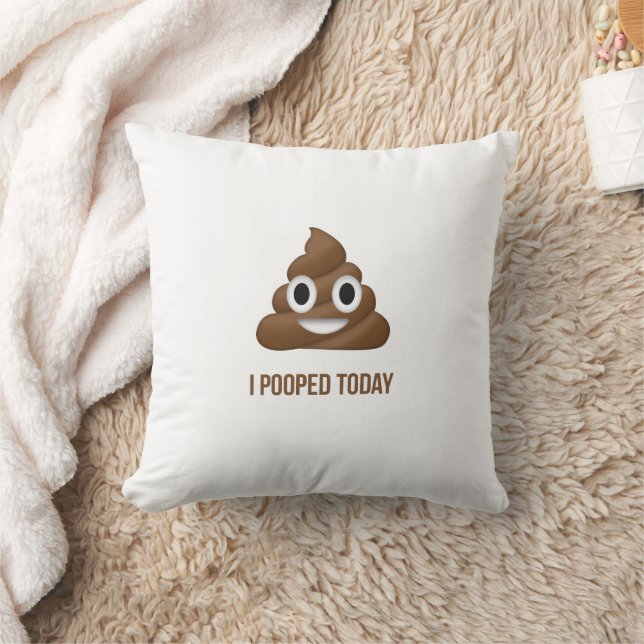 I Pooped Today Poo Emoji with Proctology QR Code Throw Pillow (Blanket)