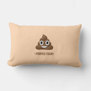 I Pooped Today Smiling Poo Emoticon Lumbar Pillow