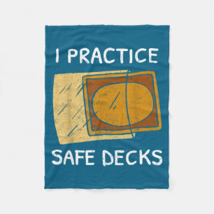 I Practice Safe Decks Trading Card Game Pun Humor Fleece Blanket