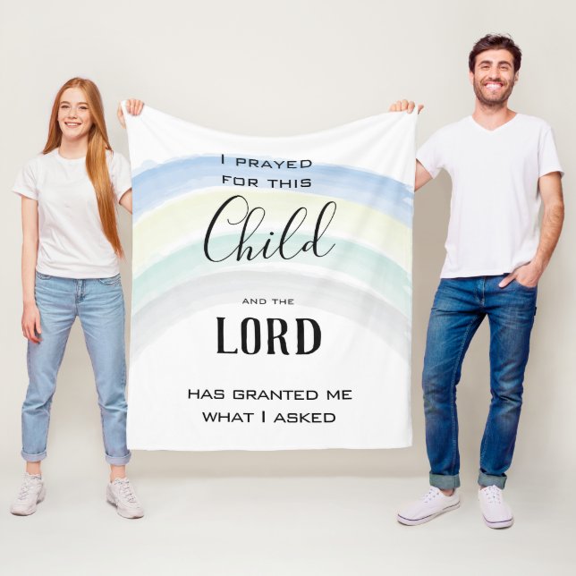 I Prayed for this Child Rainbow Baby Boy Fleece Blanket (In Situ)
