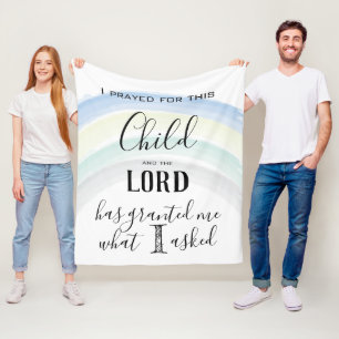 I Prayed for this Child Rainbow Baby Boy Fleece Blanket