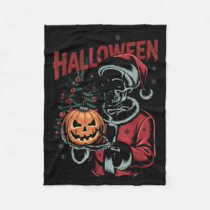 I Prefer Halloween Christmas Creepy Cute Skeleton  Fleece Blanket
