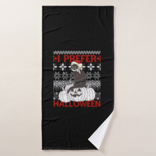 I Prefer Halloween Funny Christmas black Cat Sweat Bath Towel