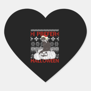 I Prefer Halloween Funny Christmas black Cat Sweat Heart Sticker