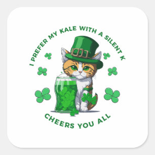I Prefer My Kale With A Silent K Funny Beer Lover Square Sticker