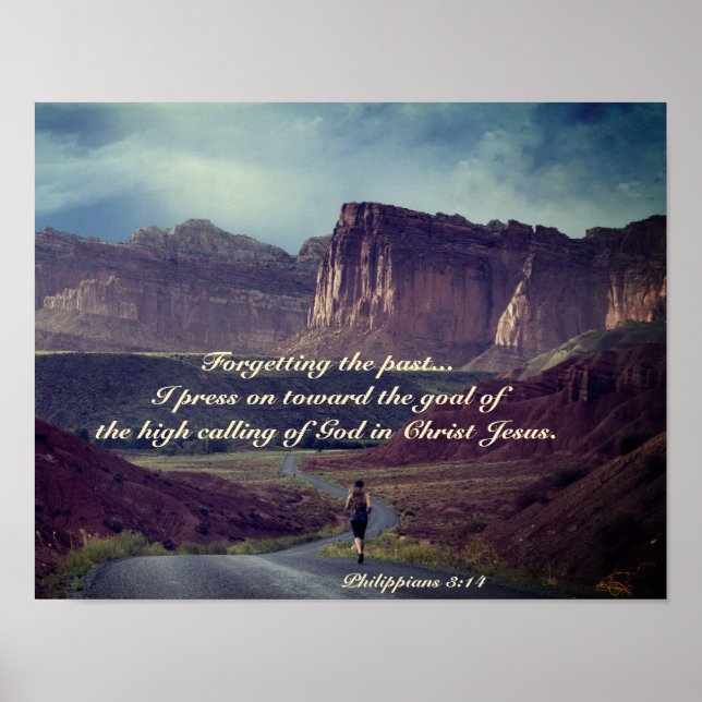 I press on toward the goal Philippians 3:14 Bible Poster (Front)