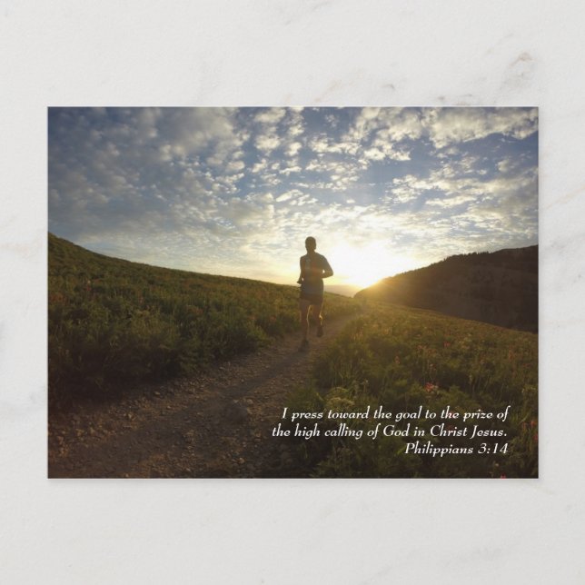 I Press Toward the Goal Philippians 3:14 Scripture Postcard (Front)