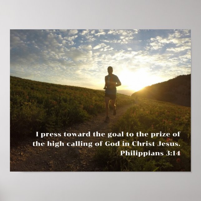 I Press Toward the Goal Philippians 3:14 Scripture Poster (Front)