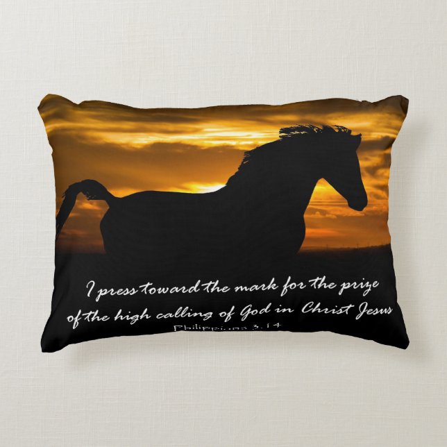 I press Toward the Mark Bible Verse Decorative Pillow (Front)
