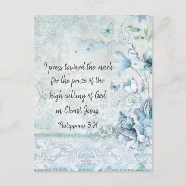 I Press Toward the Mark Philippians Bible Verse Postcard (Front)