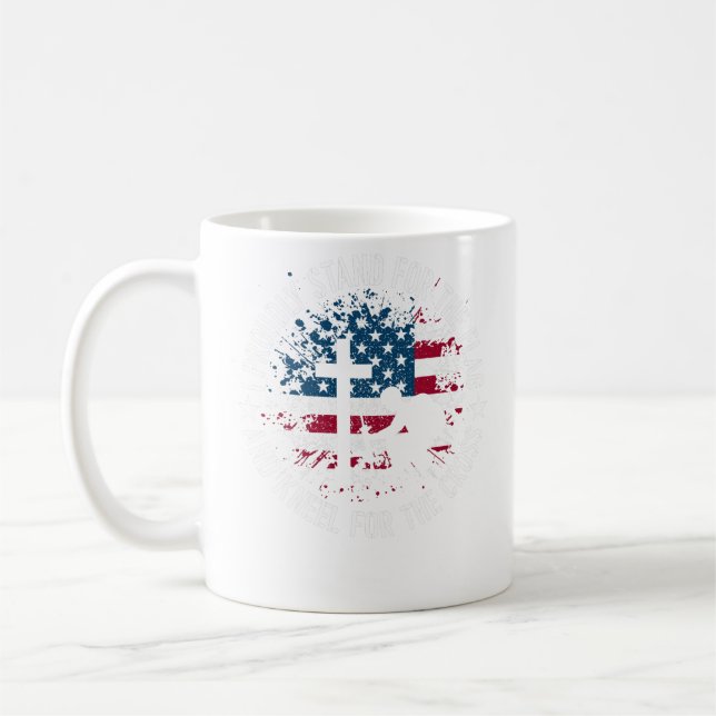 I Proudly Stand For The Flag Kneel For The Cross Coffee Mug (Left)