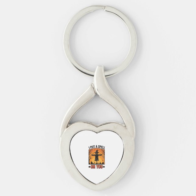 I Put a Spell on You Halloween Scarecrow Vector De Keychain (Front)