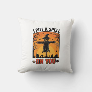 I Put a Spell on You Halloween Scarecrow Vector De Throw Pillow