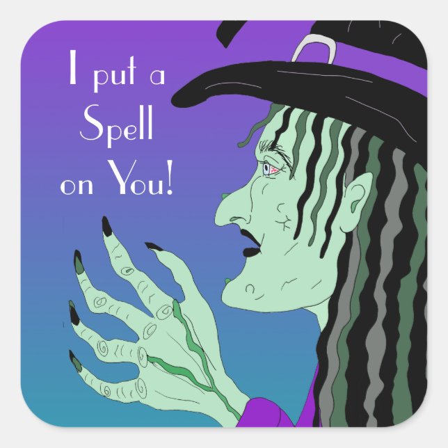 I Put a Spell on You Witch Halloween Square Sticker (Front)