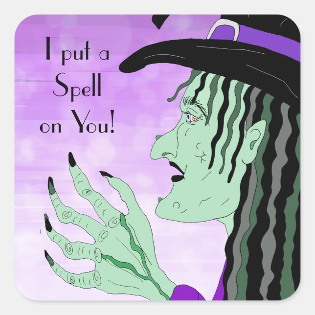 I Put a Spell on You Witch Halloween Square Sticker (Front)