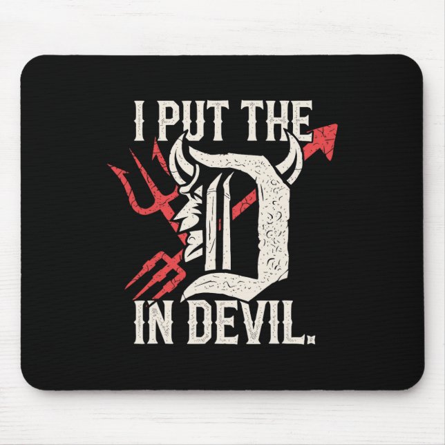 I Put D In Devil Matching Couple Funny Halloween  Mouse Pad (Front)