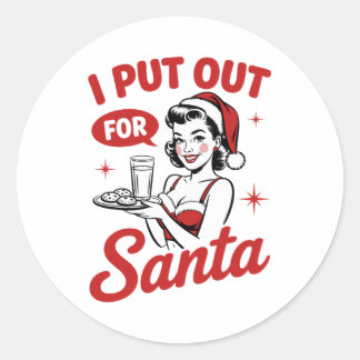 I Put Out For Santa Christmas Cookies Milk Retro Classic Round Sticker