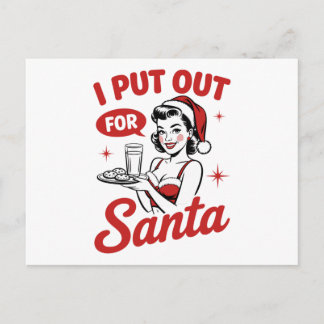I Put Out For Santa Christmas Cookies Milk Retro Holiday Postcard