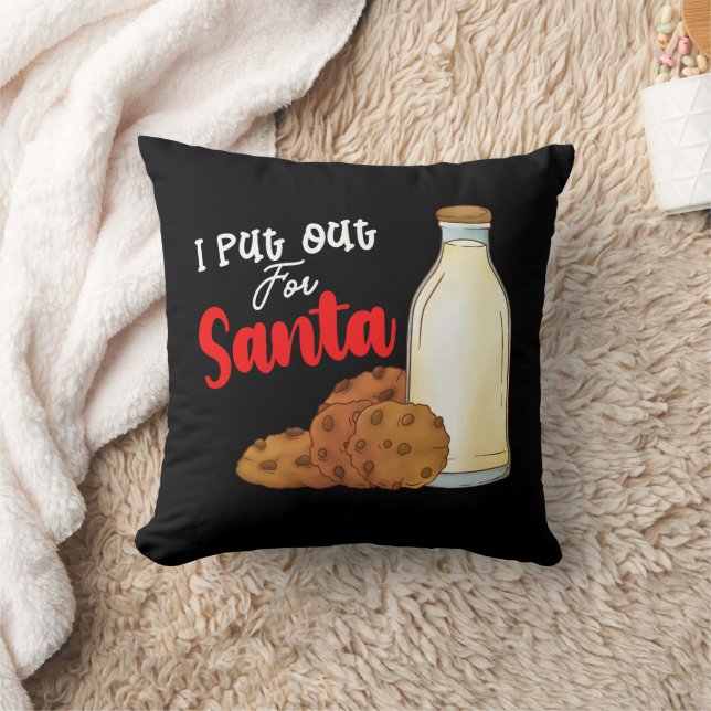 I Put Out For Santa Christmas Holiday Family Throw Pillow (Blanket)