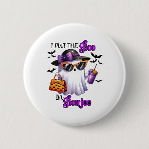 I Put The Boo In Boujee Cute Ghost Halloween Spook 2 Inch Round Button