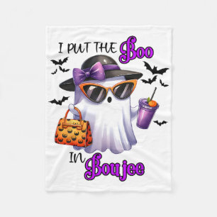 I Put The Boo In Boujee Cute Ghost Halloween Spook Fleece Blanket
