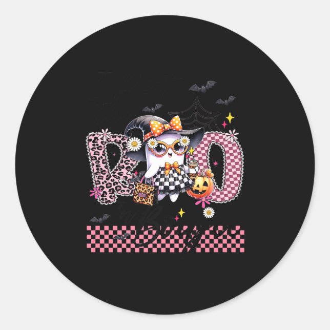 I Put The Boo In Boujee Cute Ghost Leopard Boujie  Classic Round Sticker (Front)
