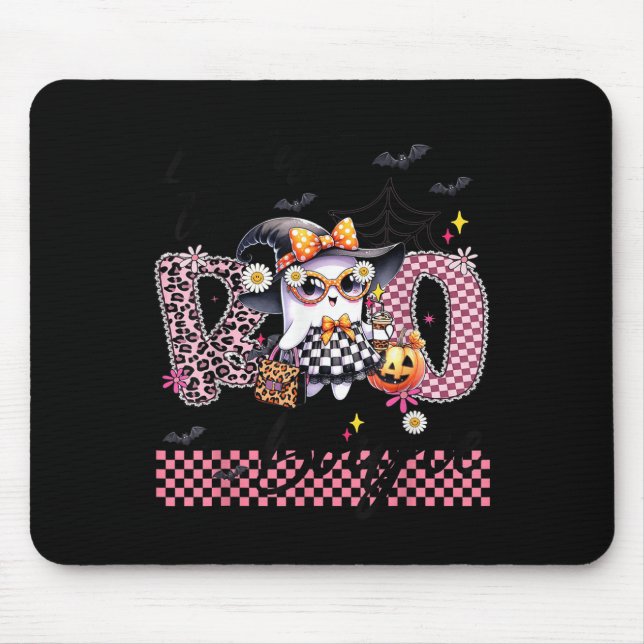I Put The Boo In Boujee Cute Ghost Leopard Boujie  Mouse Pad (Front)