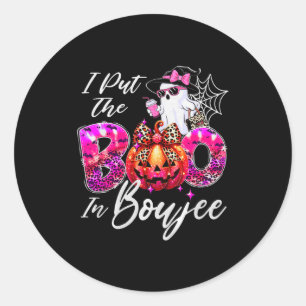 I Put The Boo In Boujee Cute Leopard Boujie Ghost Classic Round Sticker