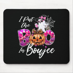 I Put The Boo In Boujee Cute Leopard Boujie Ghost  Mouse Pad